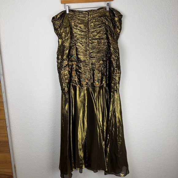 Rixo Strapless Claudette Mermaid Drop Waist Metallic Dress Gold Black 3XL - Picture 6 of 16